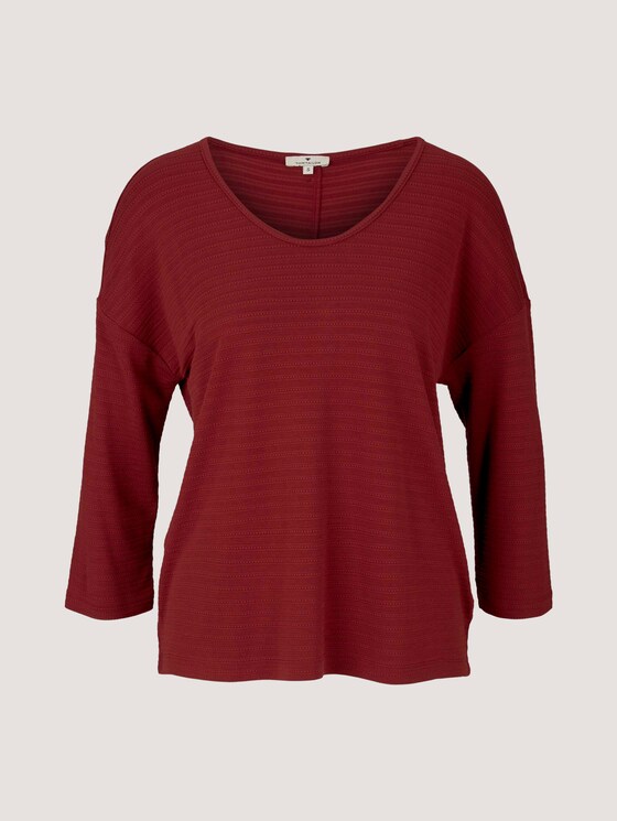 3/4-sleeved shirt with texture - Women - dark maroon red 3/4-sleeved shirt with texture - Women - dark maroon red - 7 - TOM TAILOR