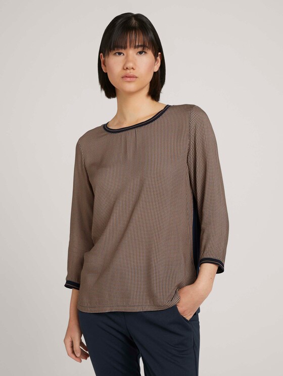 Gemustertes 3/4 Arm Shirt - Frauen - navy houndstooth print Gemustertes 3/4 Arm Shirt - Frauen - navy houndstooth print - 1 - TOM TAILOR