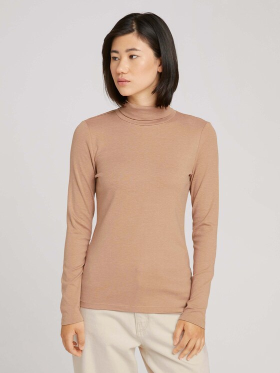 Rollkragenshirt mit Bio-Baumwolle - Frauen - french clay beige melange Rollkragenshirt mit Bio-Baumwolle - Frauen - french clay beige melange - 1 - TOM TAILOR
