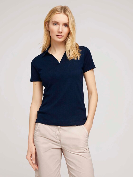 Basic Poloshirt mit Bio-Baumwolle - Frauen - Sky Captain Blue Basic Poloshirt mit Bio-Baumwolle - Frauen - Sky Captain Blue - 1 - TOM TAILOR