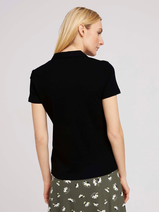 Basic Poloshirt mit Bio-Baumwolle - Frauen - deep black Basic Poloshirt mit Bio-Baumwolle - Frauen - deep black - 2 - TOM TAILOR