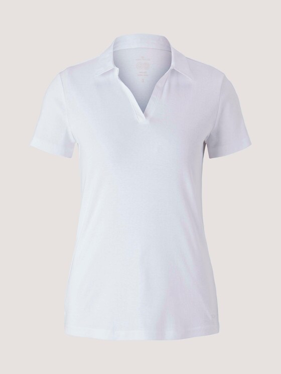 Basic Poloshirt mit Bio-Baumwolle - Frauen - White Basic Poloshirt mit Bio-Baumwolle - Frauen - White - 7 - TOM TAILOR