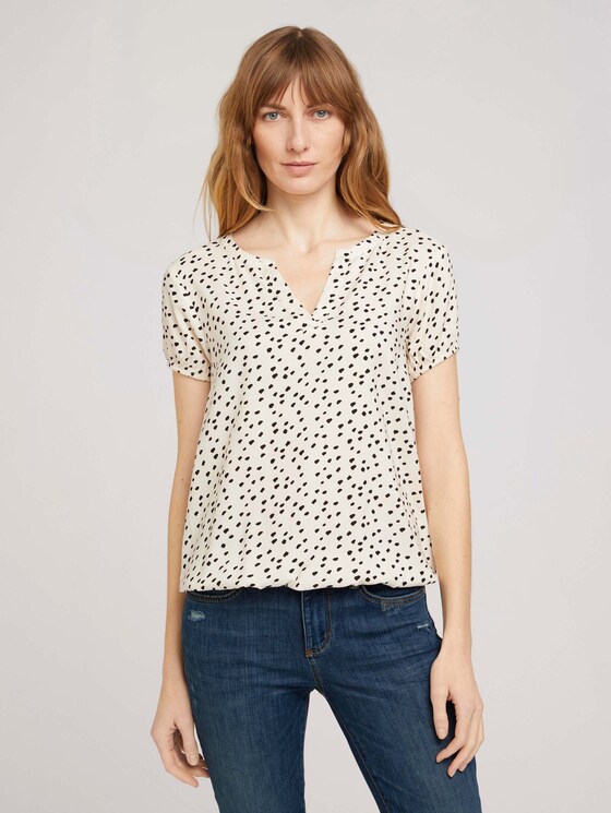 Gemustertes Blusenshirt - Frauen - creme leo dot print Gemustertes Blusenshirt - Frauen - creme leo dot print - 1 - TOM TAILOR
