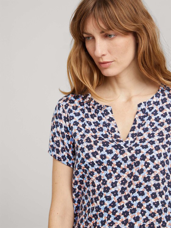 Gemustertes Blusenshirt - Frauen - navy blue copper floral design Gemustertes Blusenshirt - Frauen - navy blue copper floral design - 9 - TOM TAILOR