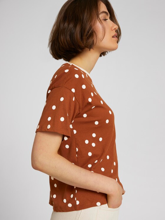 uitgesneden T-shirt met patroon - Vrouwen - brown dot print uitgesneden T-shirt met patroon - Vrouwen - brown dot print - 5 - TOM TAILOR Denim