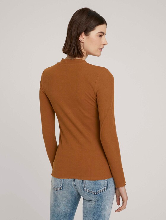 long-sleeved shirt with a stand-up collar - Women - amber brown long-sleeved shirt with a stand-up collar - Women - amber brown - 2 - TOM TAILOR Denim