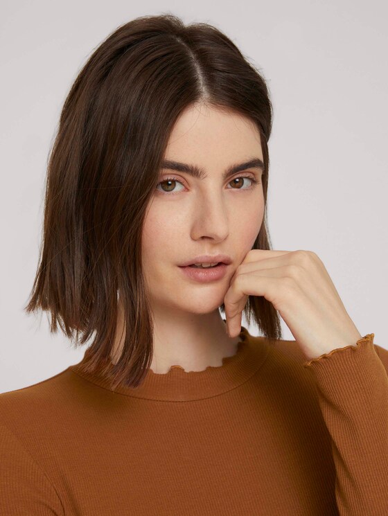 long-sleeved shirt with a stand-up collar - Women - amber brown long-sleeved shirt with a stand-up collar - Women - amber brown - 9 - TOM TAILOR Denim