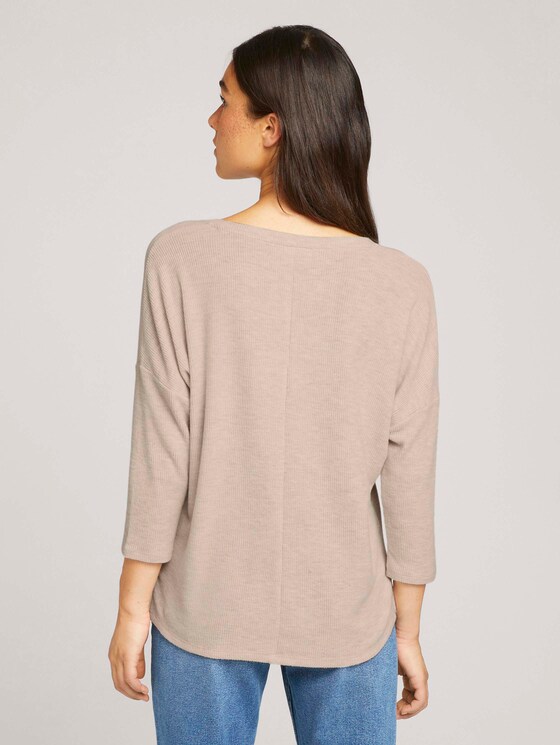 Shirt mit V-Ausschnitt - Frauen - creme beige melange Shirt mit V-Ausschnitt - Frauen - creme beige melange - 2 - TOM TAILOR Denim