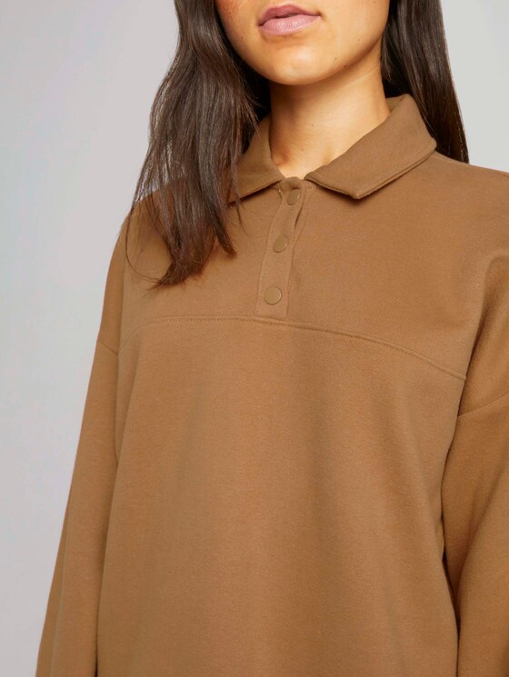 cropped polo sweatshirt with organic cotton - Women - soft camel cropped polo sweatshirt with organic cotton - Women - soft camel - 9 - TOM TAILOR Denim