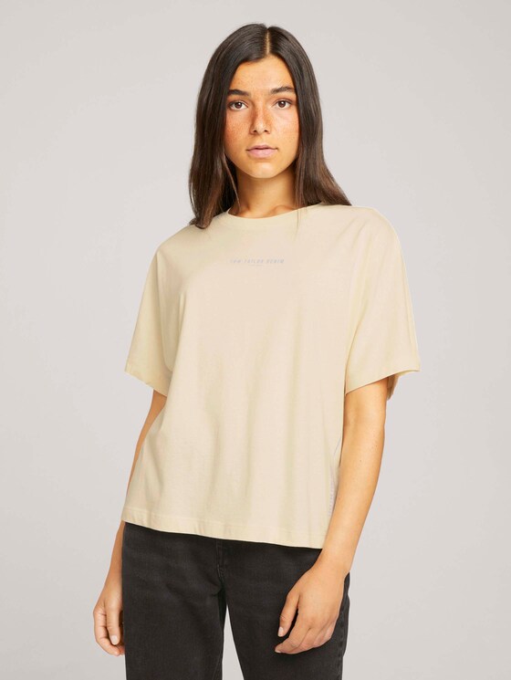 T-Shirt mit Print aus Bio-Baumwolle - Frauen - soft creme beige T-Shirt mit Print aus Bio-Baumwolle - Frauen - soft creme beige - 1 - TOM TAILOR Denim