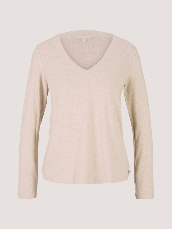 shirt met lange mouwen - Vrouwen - cozy beige melange shirt met lange mouwen - Vrouwen - cozy beige melange - 7 - TOM TAILOR Denim