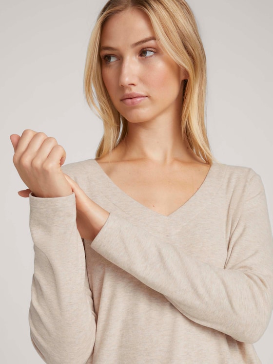 shirt met lange mouwen - Vrouwen - cozy beige melange shirt met lange mouwen - Vrouwen - cozy beige melange - 9 - TOM TAILOR Denim