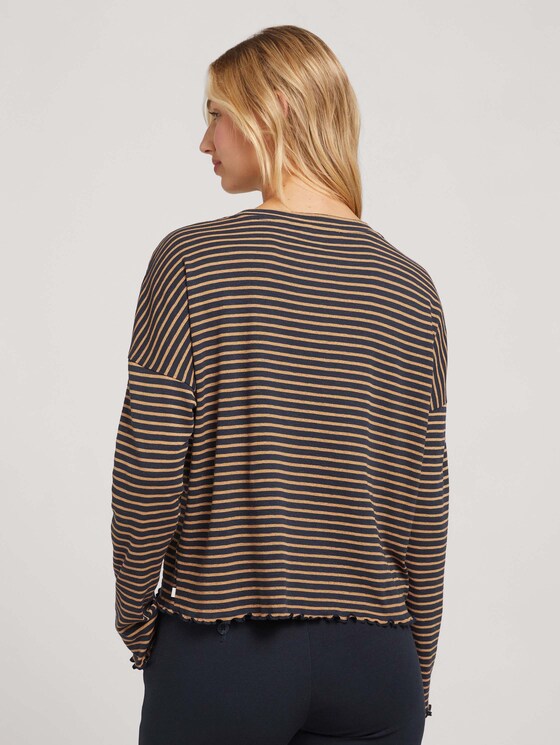 gestreept shirt met lange mouwen - Vrouwen - navy camel stripe gestreept shirt met lange mouwen - Vrouwen - navy camel stripe - 2 - TOM TAILOR Denim