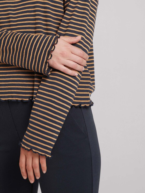 gestreept shirt met lange mouwen - Vrouwen - navy camel stripe gestreept shirt met lange mouwen - Vrouwen - navy camel stripe - 9 - TOM TAILOR Denim