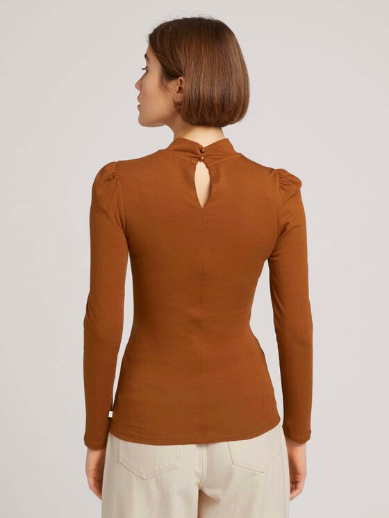 Long-sleeved shirt with puff sleeves - Women - amber brown Long-sleeved shirt with puff sleeves - Women - amber brown - 2 - TOM TAILOR Denim