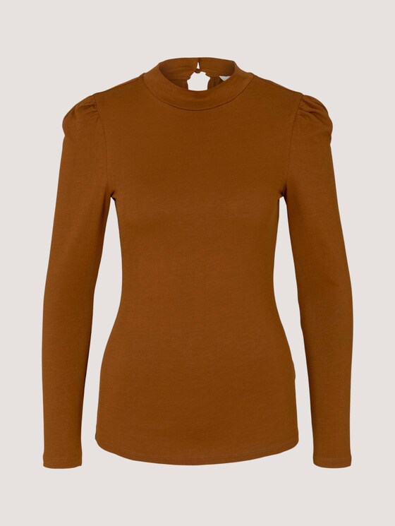 Long-sleeved shirt with puff sleeves - Women - amber brown Long-sleeved shirt with puff sleeves - Women - amber brown - 7 - TOM TAILOR Denim