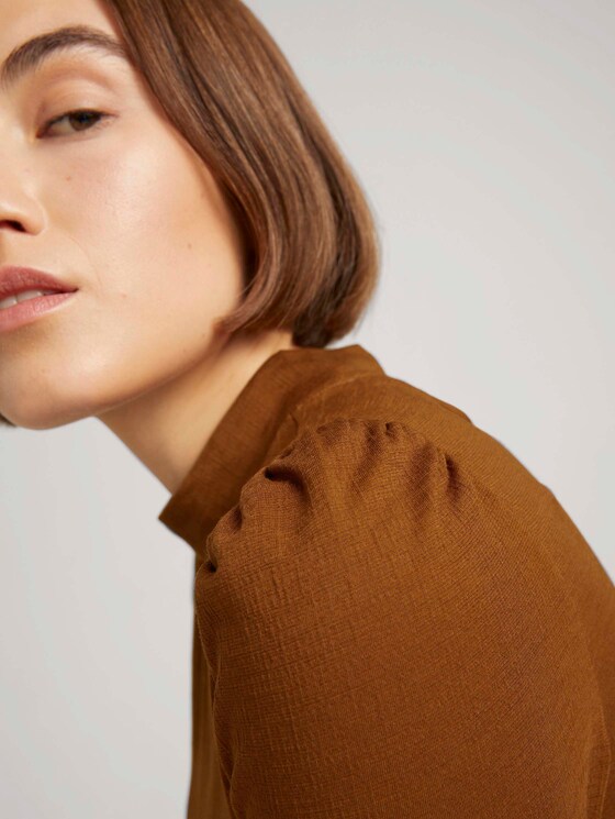 Long-sleeved shirt with puff sleeves - Women - amber brown Long-sleeved shirt with puff sleeves - Women - amber brown - 9 - TOM TAILOR Denim