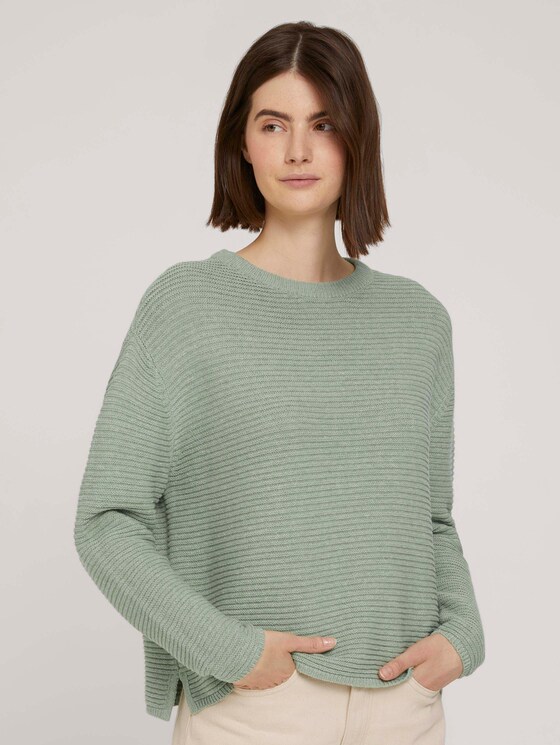 gestructureerde trui met biologisch katoen - Vrouwen - light basil green melange gestructureerde trui met biologisch katoen - Vrouwen - light basil green melange - 1 - TOM TAILOR Denim