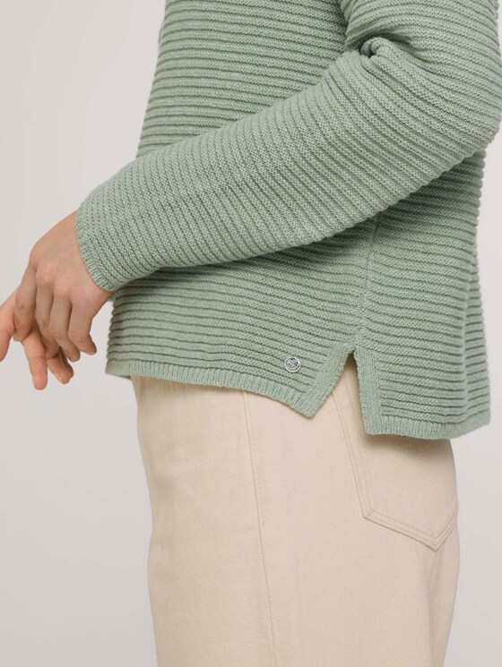 gestructureerde trui met biologisch katoen - Vrouwen - light basil green melange gestructureerde trui met biologisch katoen - Vrouwen - light basil green melange - 9 - TOM TAILOR Denim