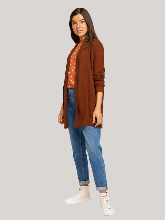 cardigan with a shawl collar - Women - amber brown melange cardigan with a shawl collar - Women - amber brown melange - 3 - TOM TAILOR Denim