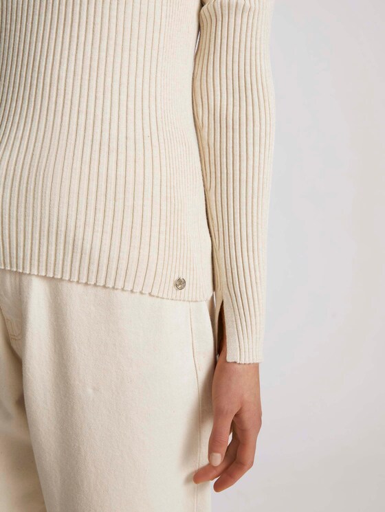 Strickpullover aus feinem Ripp mit LENZING™ ECOVERO™ - Frauen - creme beige melange Strickpullover aus feinem Ripp mit LENZING™ ECOVERO™ - Frauen - creme beige melange - 10 - TOM TAILOR Denim
