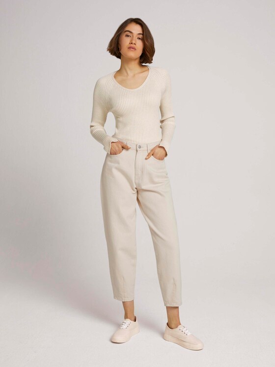 Strickpullover aus feinem Ripp mit LENZING™ ECOVERO™ - Frauen - creme beige melange Strickpullover aus feinem Ripp mit LENZING™ ECOVERO™ - Frauen - creme beige melange - 3 - TOM TAILOR Denim
