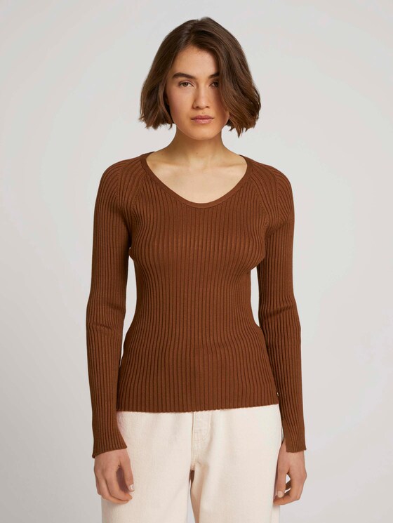 Gebreide trui gemaakt van fijne rib - Vrouwen - amber brown Gebreide trui gemaakt van fijne rib - Vrouwen - amber brown - 1 - TOM TAILOR Denim
