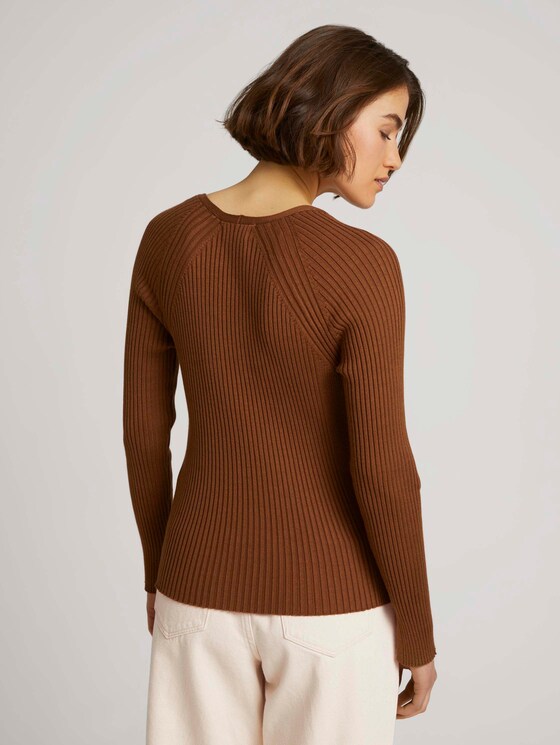 Gebreide trui gemaakt van fijne rib - Vrouwen - amber brown Gebreide trui gemaakt van fijne rib - Vrouwen - amber brown - 2 - TOM TAILOR Denim