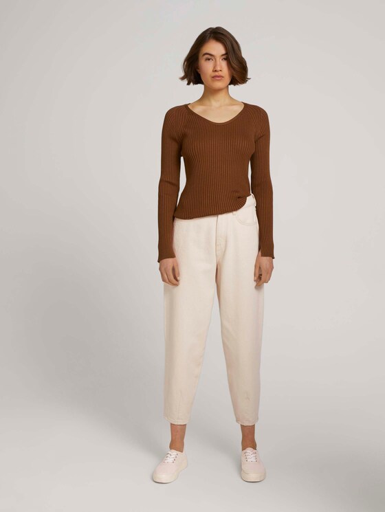 Gebreide trui gemaakt van fijne rib - Vrouwen - amber brown Gebreide trui gemaakt van fijne rib - Vrouwen - amber brown - 3 - TOM TAILOR Denim
