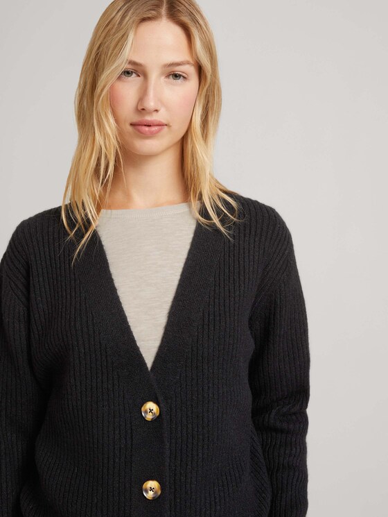Cardigan mit recyceltem Polyester - Frauen - deep black Cardigan mit recyceltem Polyester - Frauen - deep black - 9 - TOM TAILOR Denim