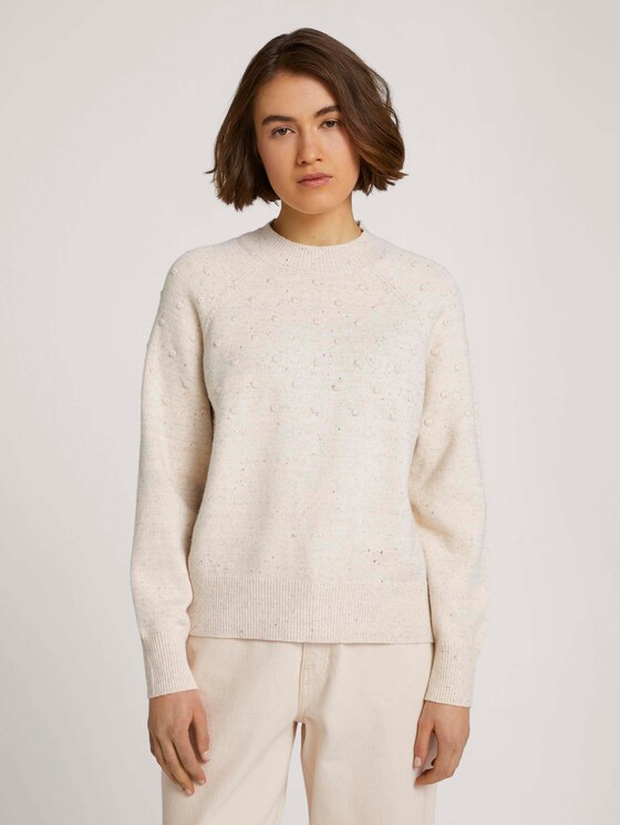 Weicher Strickpullover mit Punkten - Frauen - soft creme beige Weicher Strickpullover mit Punkten - Frauen - soft creme beige - 1 - TOM TAILOR Denim