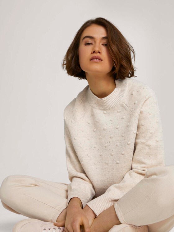 Weicher Strickpullover mit Punkten - Frauen - soft creme beige Weicher Strickpullover mit Punkten - Frauen - soft creme beige - 5 - TOM TAILOR Denim