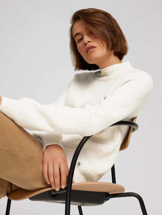 Pullover mit recyceltem Polyester - Frauen - creme beige melange - 5 - TOM TAILOR Denim