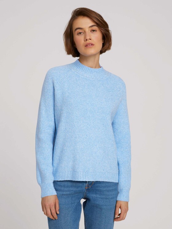 Pullover mit recyceltem Polyester - Frauen - bel air blue melange Pullover mit recyceltem Polyester - Frauen - bel air blue melange - 1 - TOM TAILOR Denim