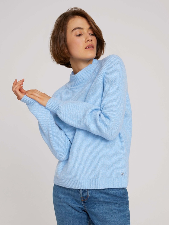 Pullover mit recyceltem Polyester - Frauen - bel air blue melange Pullover mit recyceltem Polyester - Frauen - bel air blue melange - 5 - TOM TAILOR Denim