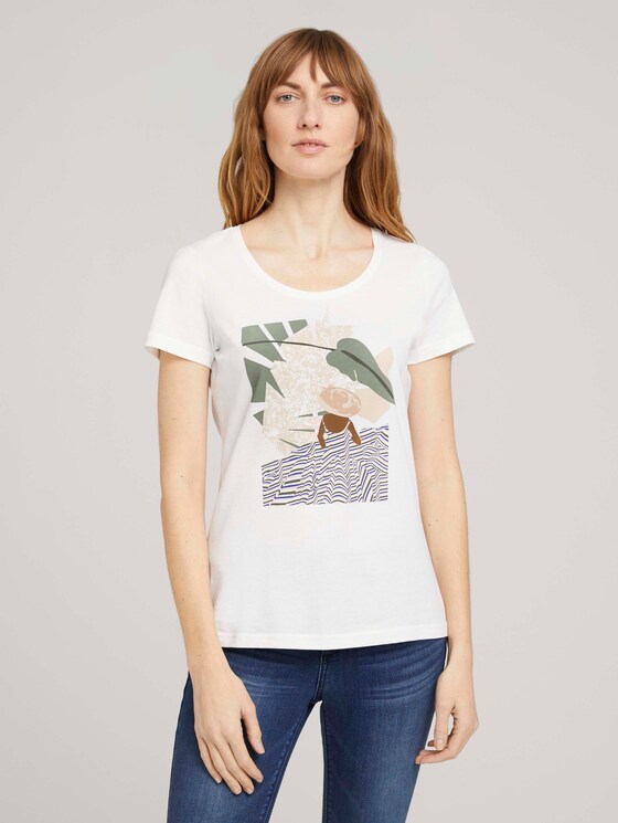 T-Shirt mit Bio-Baumwolle - Frauen - Whisper White T-Shirt mit Bio-Baumwolle - Frauen - Whisper White - 1 - TOM TAILOR