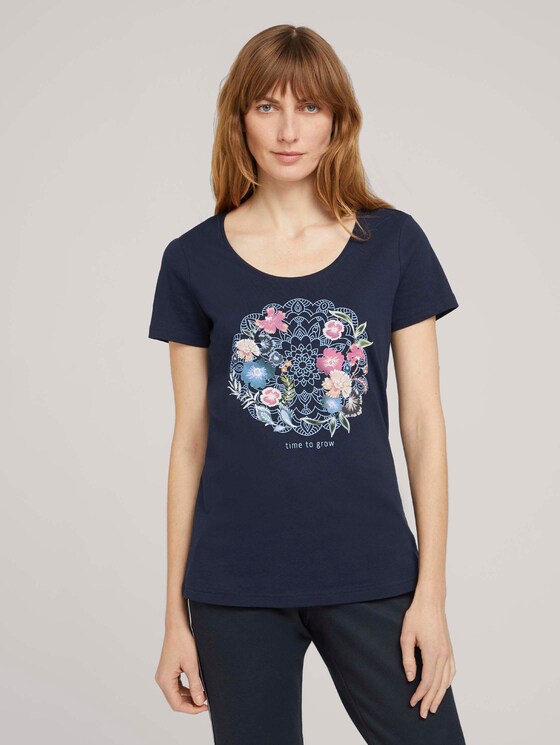 T-Shirt mit Bio-Baumwolle - Frauen - Night Sky Blue T-Shirt mit Bio-Baumwolle - Frauen - Night Sky Blue - 1 - TOM TAILOR