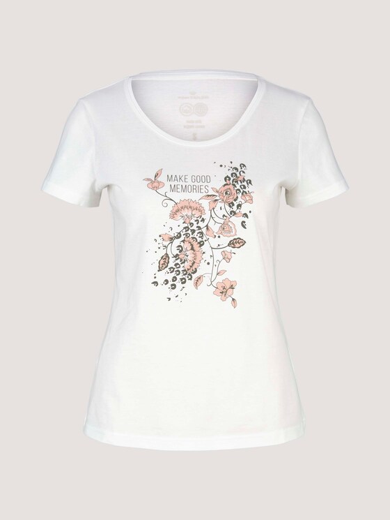 T-Shirt mit Bio-Baumwolle - Frauen - Wool White T-Shirt mit Bio-Baumwolle - Frauen - Wool White - 7 - TOM TAILOR