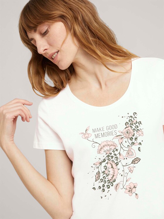 T-Shirt mit Bio-Baumwolle - Frauen - Wool White T-Shirt mit Bio-Baumwolle - Frauen - Wool White - 9 - TOM TAILOR