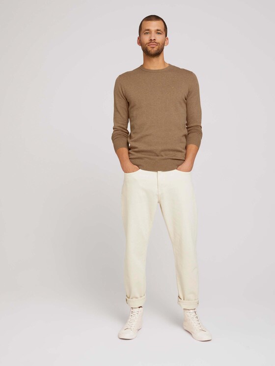 Mottled knitted sweater - Men - havana brown melange Mottled knitted sweater - Men - havana brown melange - 3 - TOM TAILOR