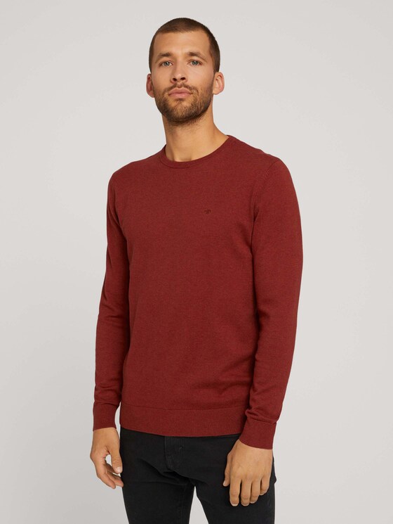 Strickpullover mit Bio-Baumwolle in Melange Optik - Männer - spicy chocolate melange Strickpullover mit Bio-Baumwolle in Melange Optik - Männer - spicy chocolate melange - 1 - TOM TAILOR