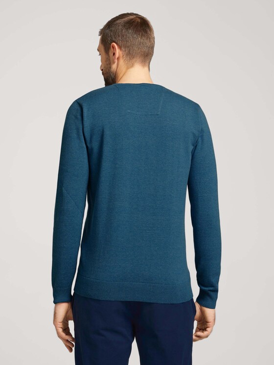 Melierter Strickpullover - Männer - medium blue ashes melange Melierter Strickpullover - Männer - medium blue ashes melange - 2 - TOM TAILOR