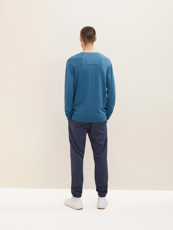 Melierter Pullover mit V-Ausschnitt - Männer - medium blue ashes melange Melierter Pullover mit V-Ausschnitt - Männer - medium blue ashes melange - 2 - TOM TAILOR