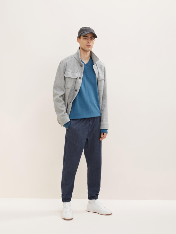 Melierter Pullover mit V-Ausschnitt - Männer - medium blue ashes melange Melierter Pullover mit V-Ausschnitt - Männer - medium blue ashes melange - 3 - TOM TAILOR