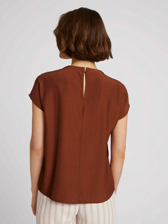short-sleeved blouse with a stand-up collar - Women - amber brown short-sleeved blouse with a stand-up collar - Women - amber brown - 2 - TOM TAILOR Denim