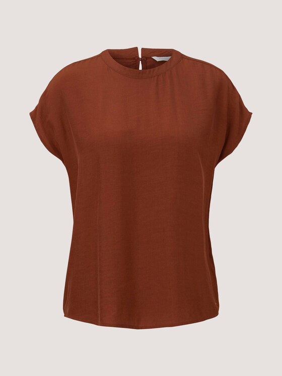 short-sleeved blouse with a stand-up collar - Women - amber brown short-sleeved blouse with a stand-up collar - Women - amber brown - 7 - TOM TAILOR Denim