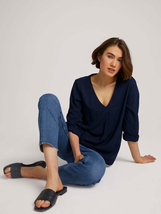 Bluse mit V-Ausschnitt - Frauen - Sky Captain Blue Bluse mit V-Ausschnitt - Frauen - Sky Captain Blue - 5 - TOM TAILOR Denim