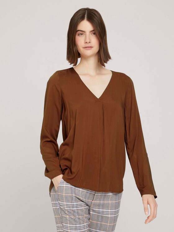 Bluse mit V-Ausschnitt - Frauen - amber-brown Bluse mit V-Ausschnitt - Frauen - amber-brown - 1 - TOM TAILOR Denim