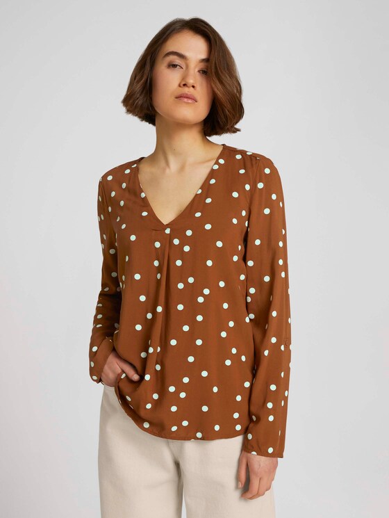 Bluse mit V-Ausschnitt - Frauen - brown dot print Bluse mit V-Ausschnitt - Frauen - brown dot print - 1 - TOM TAILOR Denim