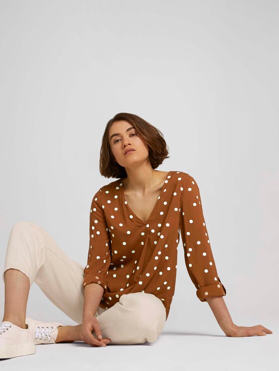 Bluse mit V-Ausschnitt - Frauen - brown dot print Bluse mit V-Ausschnitt - Frauen - brown dot print - 5 - TOM TAILOR Denim